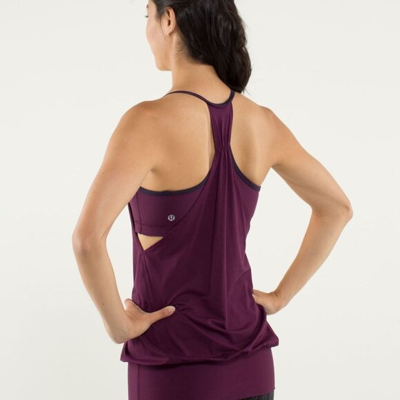 Like new! Lululemon No Limits Tank, yoga tank w/ inner built in sports bra plum - Picture 6 of 9